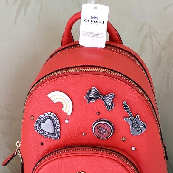COACH CARRIE BACKPACK 23 W/SOUVENIR 7 PIN CUSTOMIZATION:NWT MANGO 1-OF-A-KIND - Picture 5 of 14